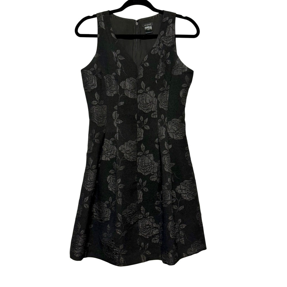 Ann Taylor Soft Goth Floral Jacquard Dress Womens Sz 0 Elegant Cocktail Feminine